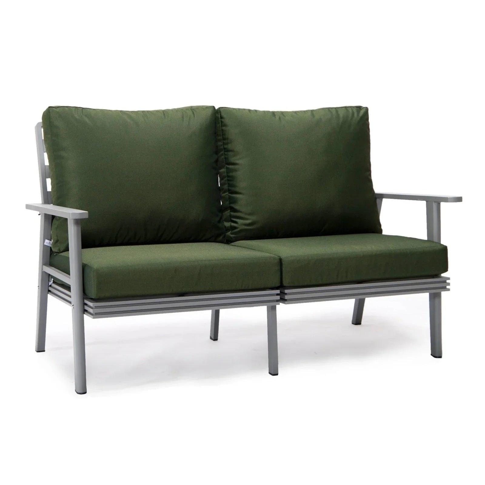 Walbrooke Modern Outdoor Patio Loveseat with Grey Aluminum Frame and Removable Cushions - Elax Furniture