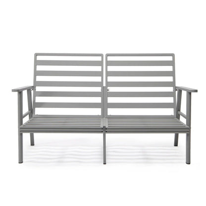 Walbrooke Modern 3-Piece Outdoor Patio Set with Grey Aluminum Frame and Removable Cushions Loveseat and Set of 2 Armchairs - Elax Furniture