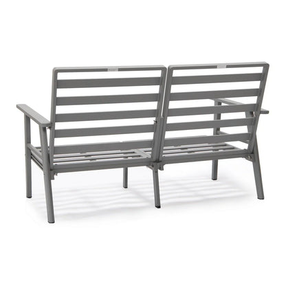 Walbrooke Modern 3-Piece Outdoor Patio Set with Grey Aluminum Frame and Removable Cushions Loveseat and Set of 2 Armchairs - Elax Furniture