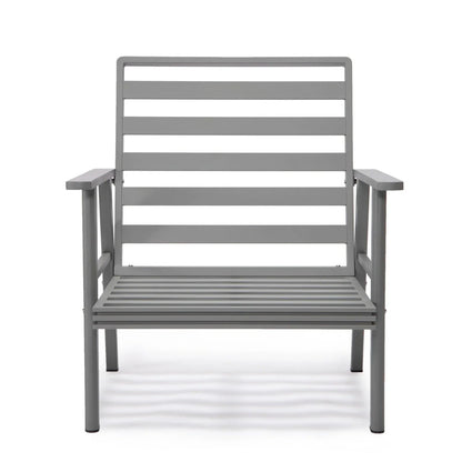 Walbrooke Modern 3-Piece Outdoor Patio Set with Grey Aluminum Frame and Removable Cushions Loveseat and Set of 2 Armchairs - Elax Furniture