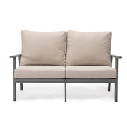 Walbrooke Modern 3-Piece Outdoor Patio Set with Grey Aluminum Frame and Removable Cushions Loveseat and Set of 2 Armchairs - Elax Furniture