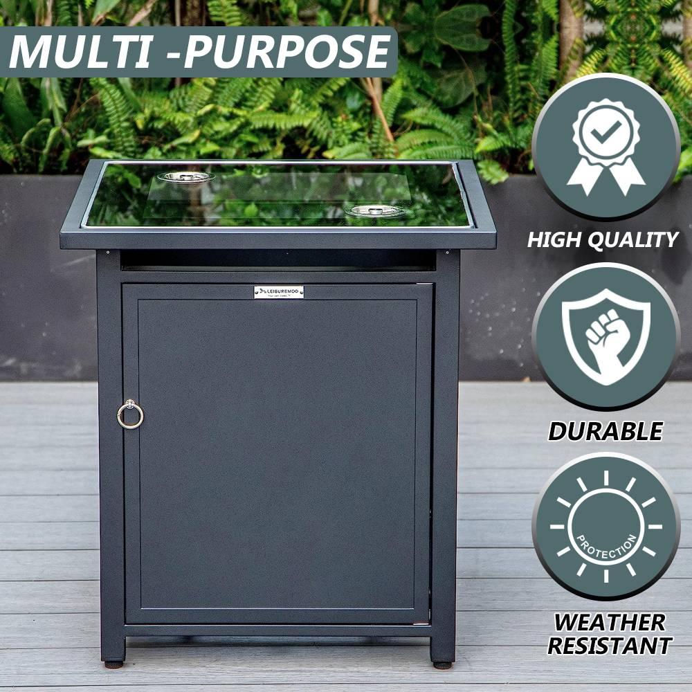 Walbrooke Modern Square Tank Holder Table with Tempered Glass Top and Powder Coated Aluminum - Elax Furniture