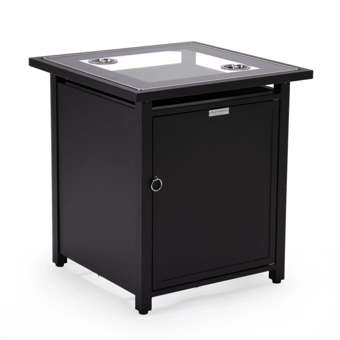 Walbrooke Modern Square Tank Holder Table with Tempered Glass Top and Powder Coated Aluminum - Elax Furniture