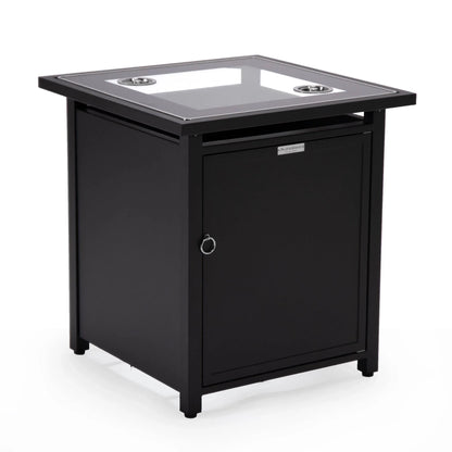 Walbrooke Modern Square Tank Holder Table with Tempered Glass Top and Powder Coated Aluminum - Elax Furniture