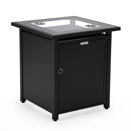 Walbrooke Modern Square Tank Holder Table with Tempered Glass Top and Powder Coated Aluminum - Elax Furniture
