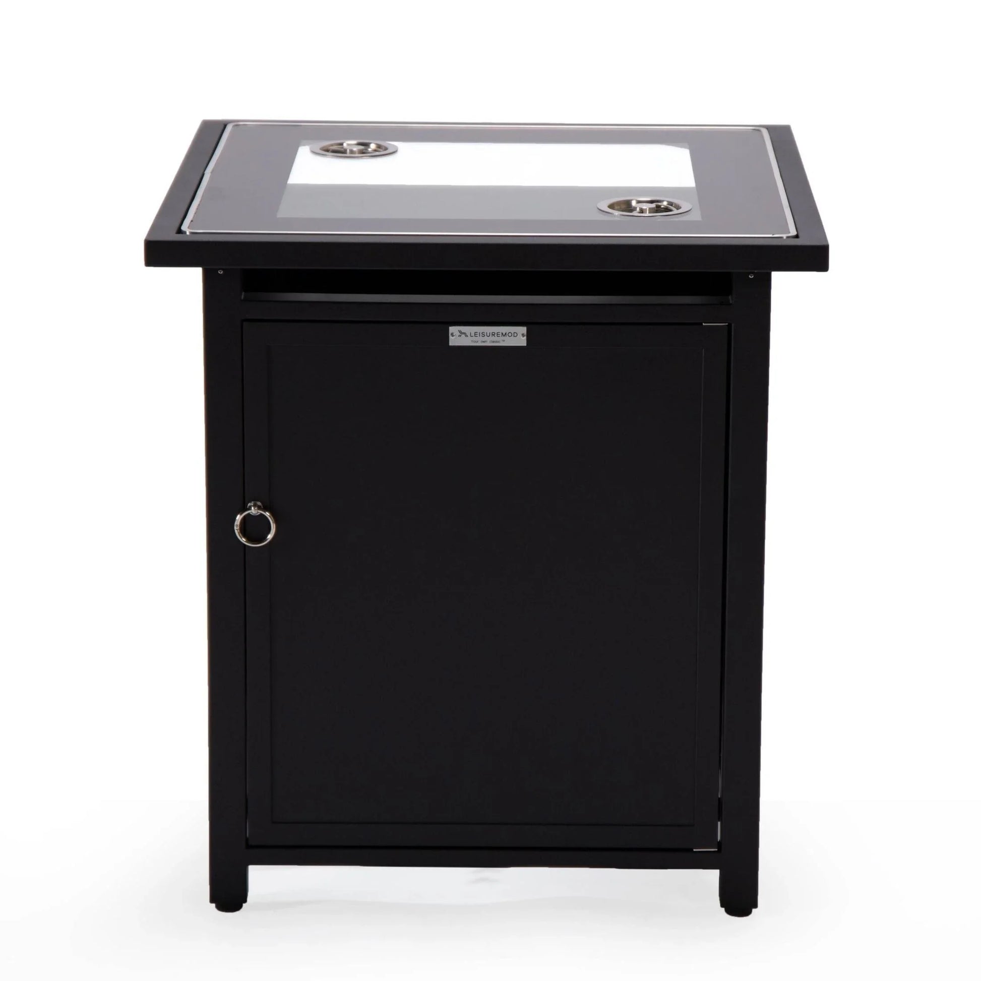 Walbrooke Modern Square Tank Holder Table with Tempered Glass Top and Powder Coated Aluminum - Elax Furniture