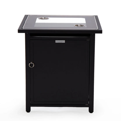 Walbrooke Modern Square Tank Holder Table with Tempered Glass Top and Powder Coated Aluminum - Elax Furniture