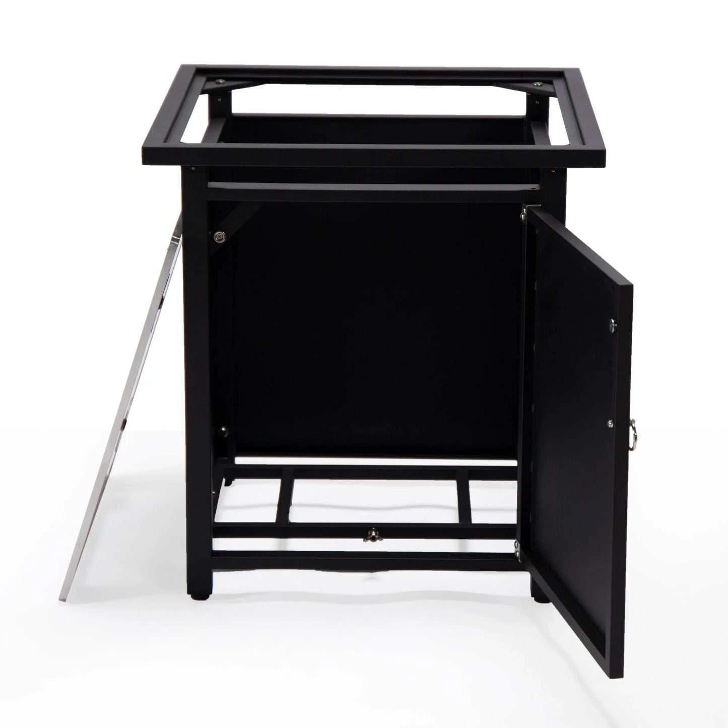 Walbrooke Modern Square Tank Holder Table with Tempered Glass Top and Powder Coated Aluminum - Elax Furniture