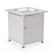 Walbrooke Modern Square Tank Holder Table with Tempered Glass Top and Powder Coated Aluminum - Elax Furniture