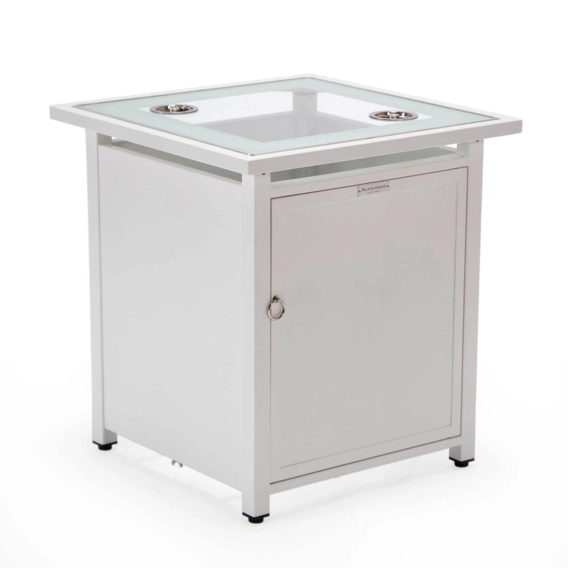 Walbrooke Modern Square Tank Holder Table with Tempered Glass Top and Powder Coated Aluminum - Elax Furniture