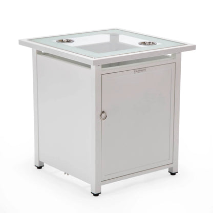 Walbrooke Modern Square Tank Holder Table with Tempered Glass Top and Powder Coated Aluminum - Elax Furniture