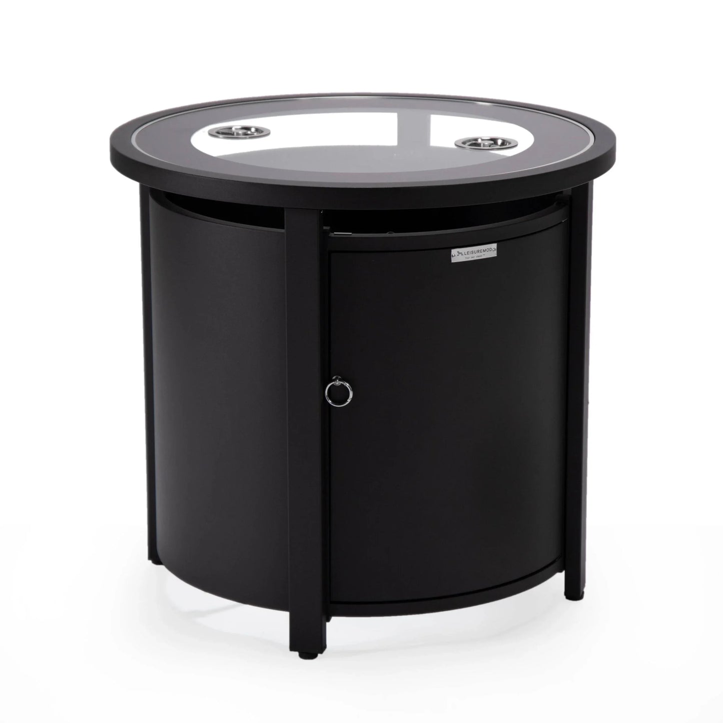 Walbrooke Modern Round Tank Holder Table with Tempered Glass Top and Powder Coated Aluminum - Elax Furniture