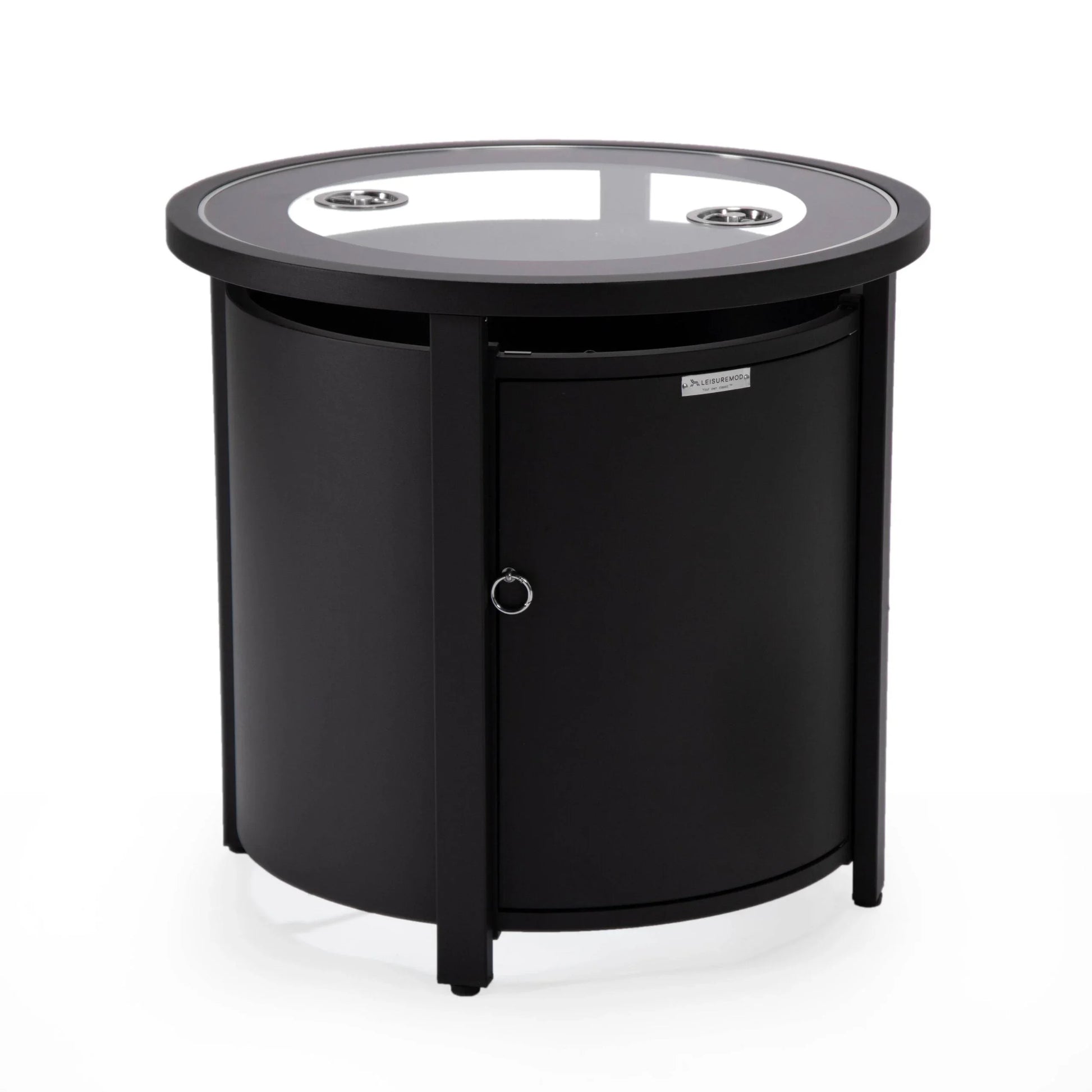 Walbrooke Modern Round Tank Holder Table with Tempered Glass Top and Powder Coated Aluminum - Elax Furniture