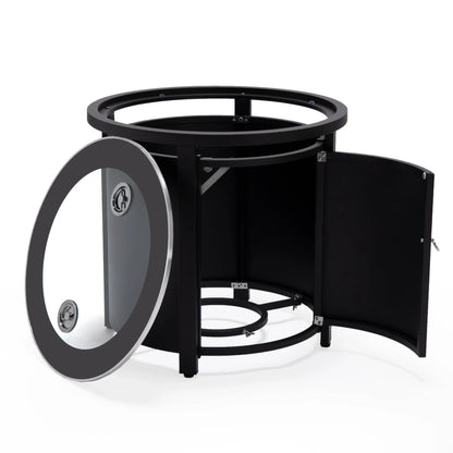 Walbrooke Modern Round Tank Holder Table with Tempered Glass Top and Powder Coated Aluminum - Elax Furniture