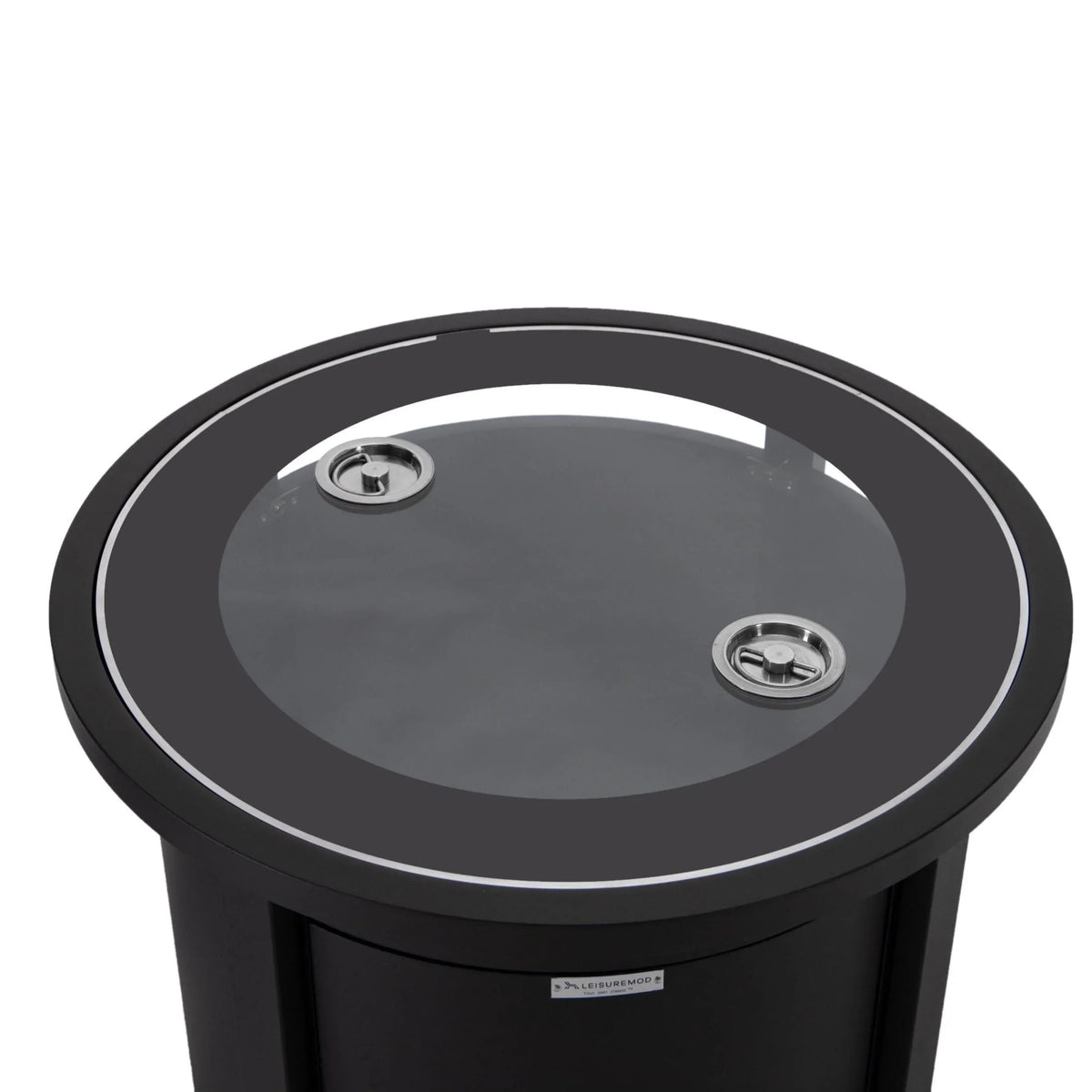Walbrooke Modern Round Tank Holder Table with Tempered Glass Top and Powder Coated Aluminum - Elax Furniture