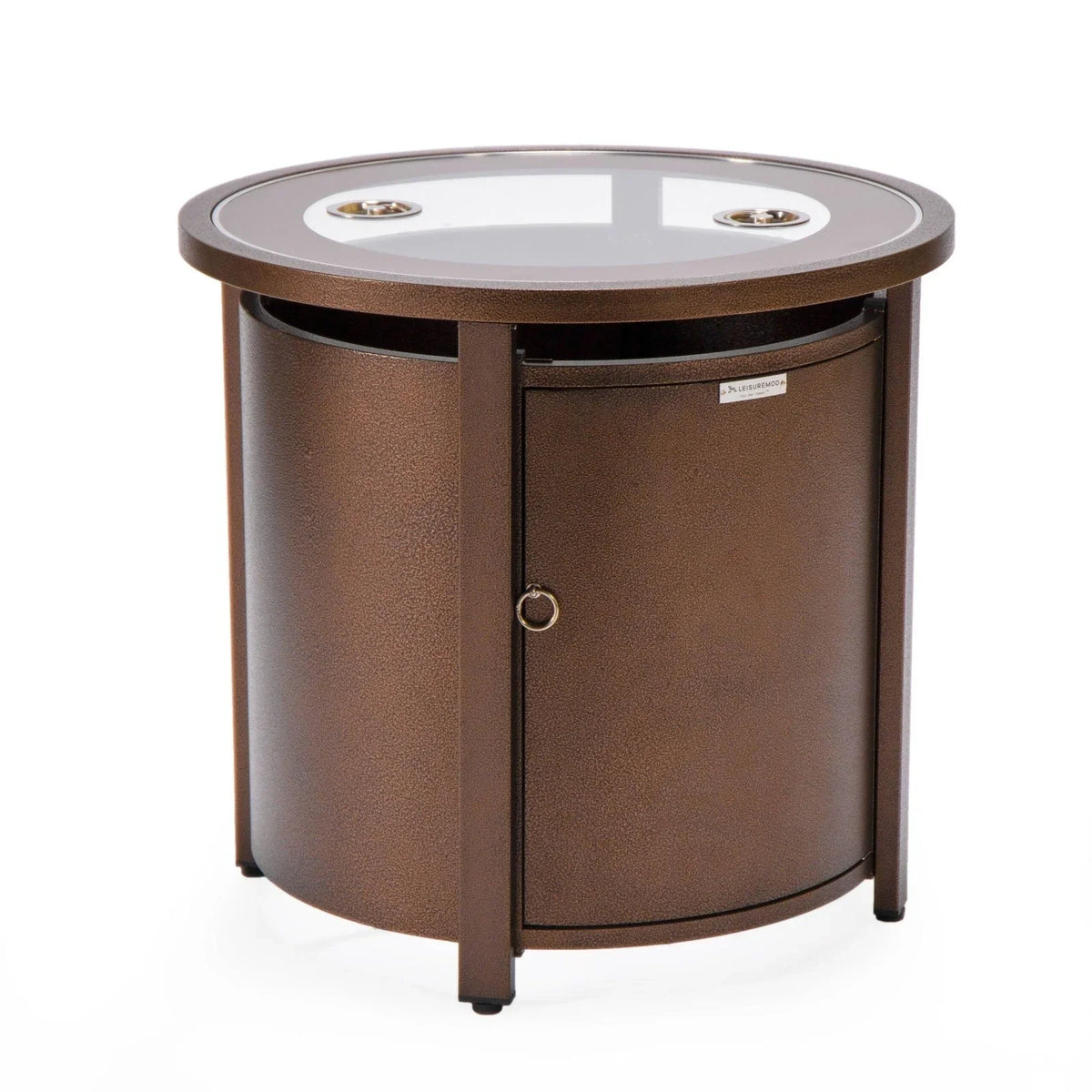 Walbrooke Modern Round Tank Holder Table with Tempered Glass Top and Powder Coated Aluminum - Elax Furniture