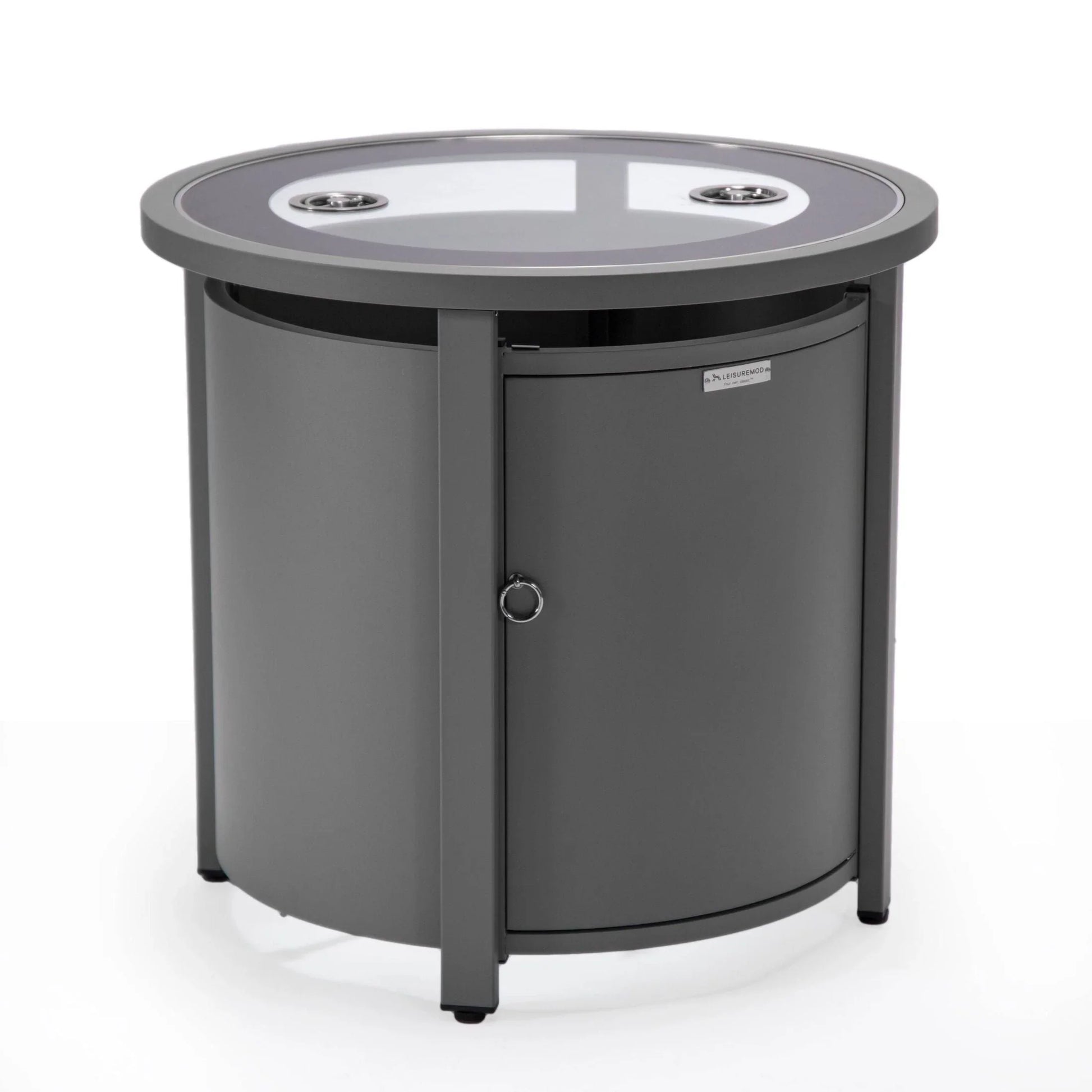 Walbrooke Modern Round Tank Holder Table with Tempered Glass Top and Powder Coated Aluminum - Elax Furniture