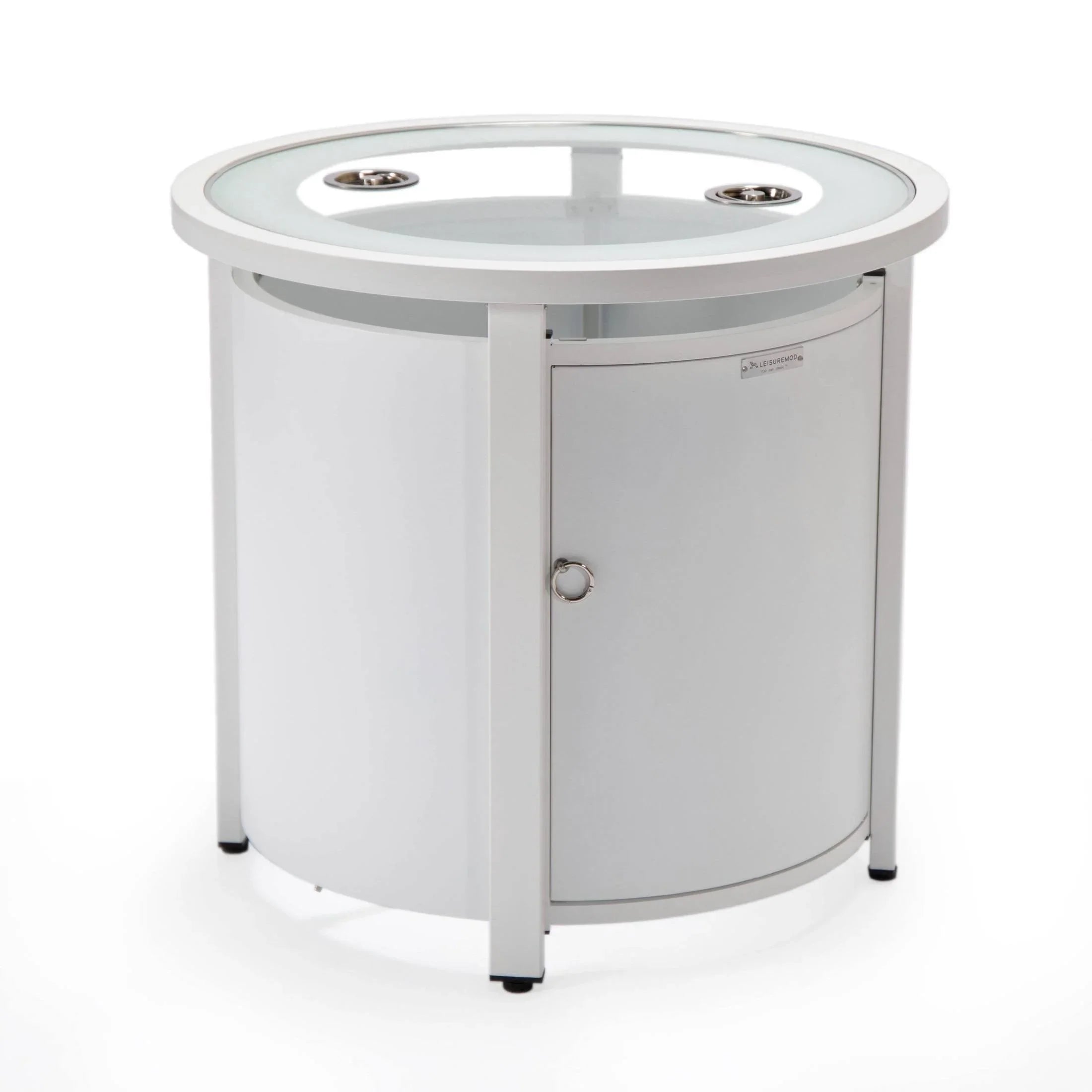 Walbrooke Modern Round Tank Holder Table with Tempered Glass Top and Powder Coated Aluminum - Elax Furniture