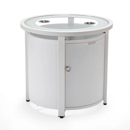 Walbrooke Modern Round Tank Holder Table with Tempered Glass Top and Powder Coated Aluminum - Elax Furniture