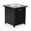 Walbrooke Modern Square Tank Holder Table with Tempered Glass Top and Powder Coated Aluminum Slats