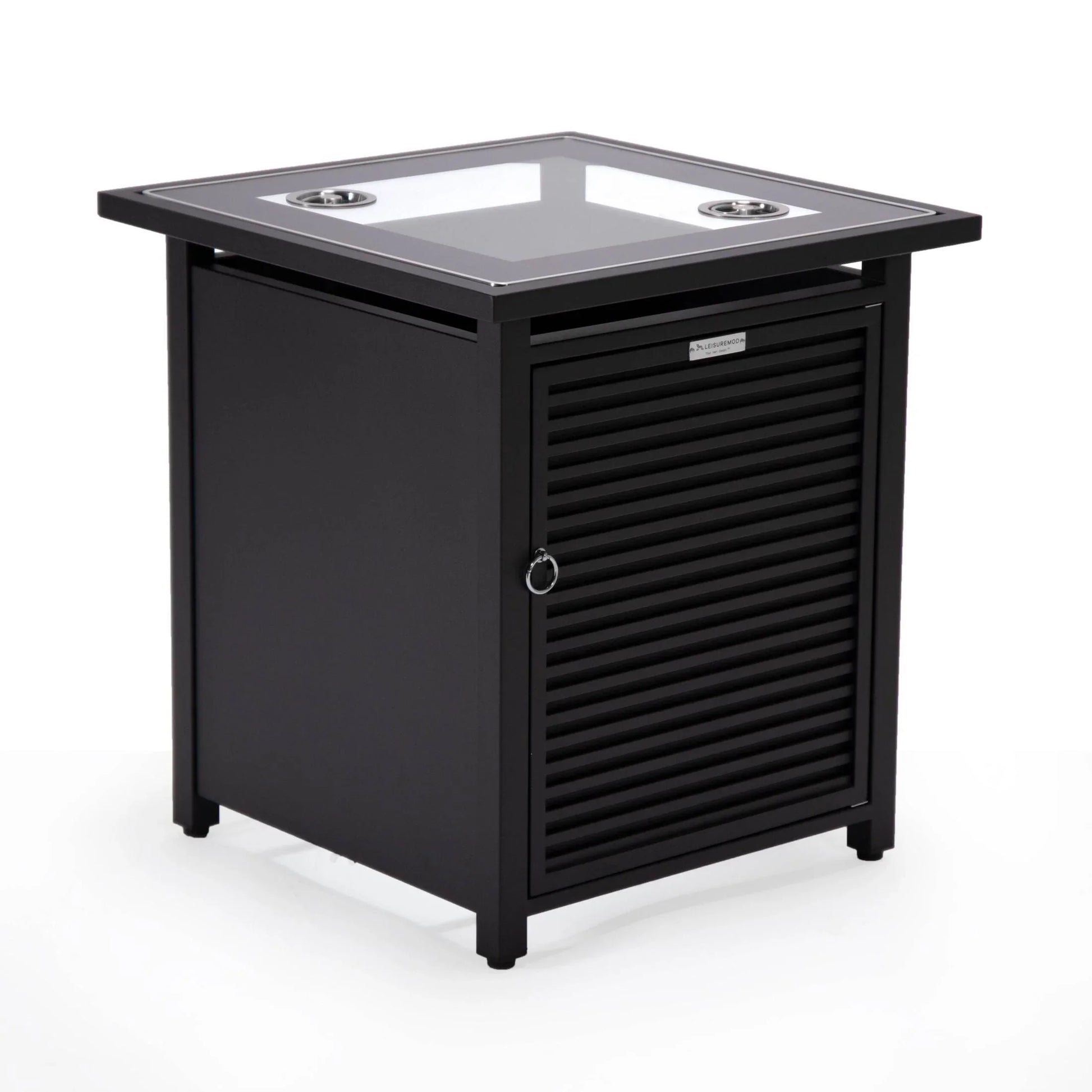 Walbrooke Modern Square Tank Holder Table with Tempered Glass Top and Powder Coated Aluminum Slats - Elax Furniture