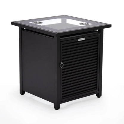 Walbrooke Modern Square Tank Holder Table with Tempered Glass Top and Powder Coated Aluminum Slats - Elax Furniture