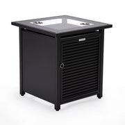 Walbrooke Outdoor Patio Square Fire Pit and Tank Holder with Slats Design - Elax Furniture