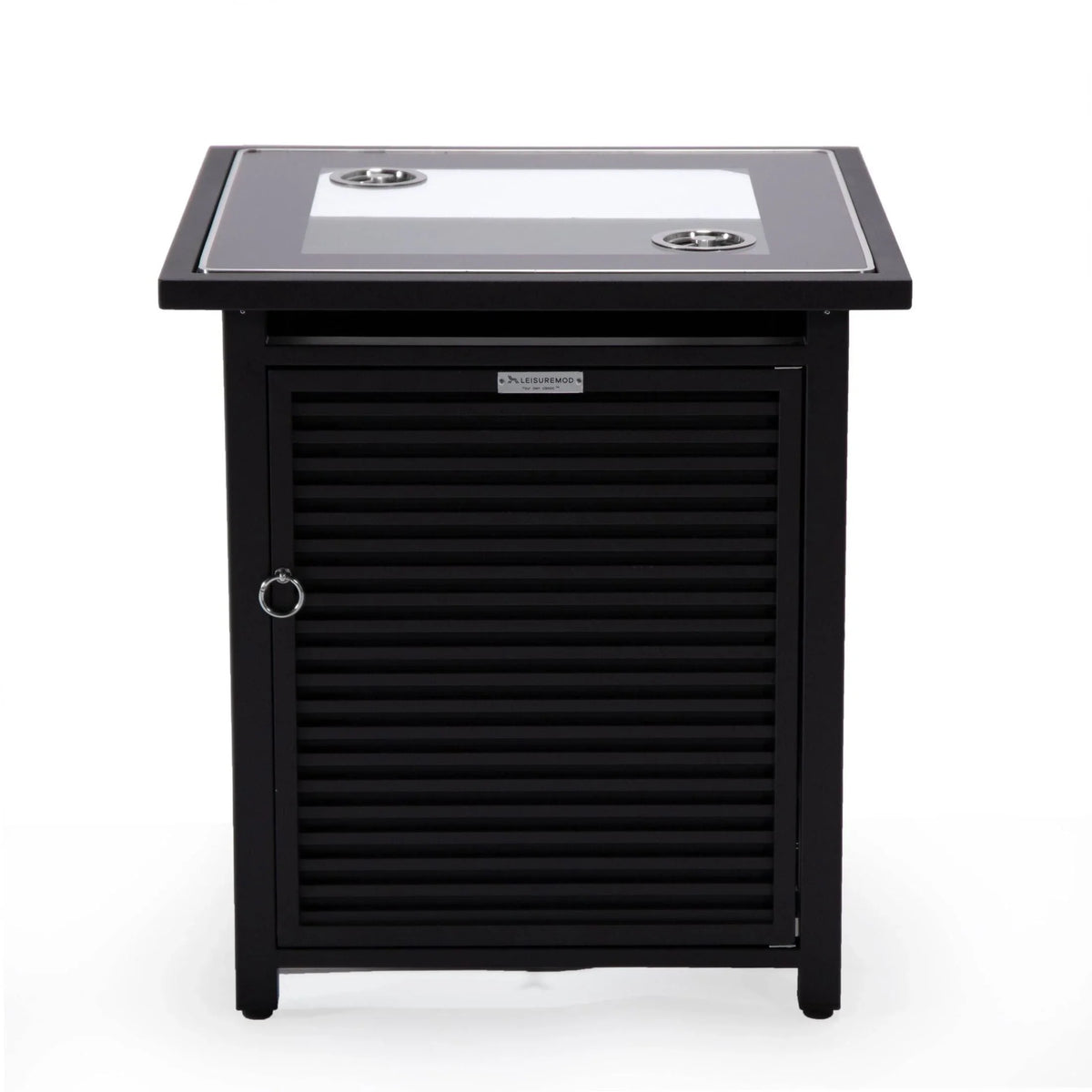 Walbrooke Modern Square Tank Holder Table with Tempered Glass Top and Powder Coated Aluminum Slats - Elax Furniture
