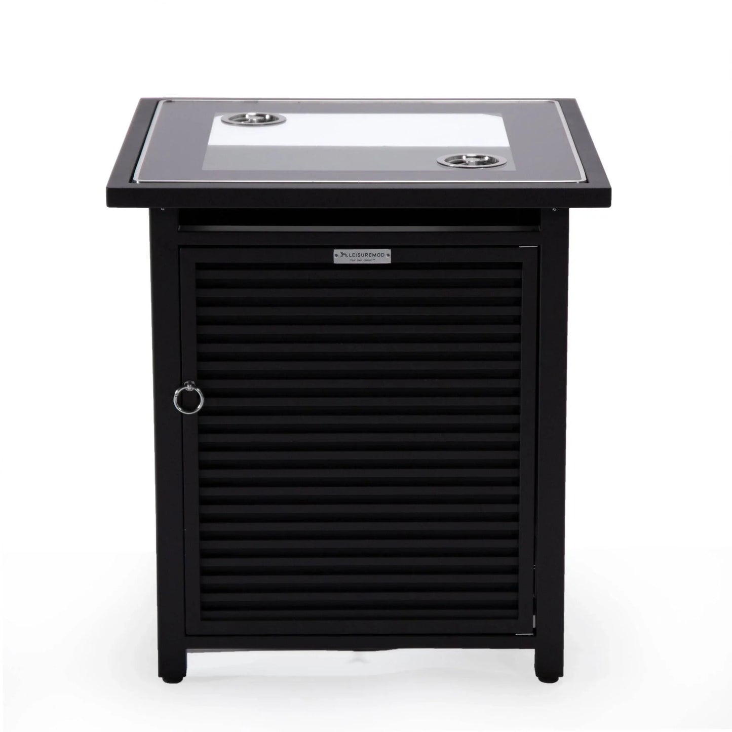 Walbrooke Modern Square Tank Holder Table with Tempered Glass Top and Powder Coated Aluminum Slats - Elax Furniture