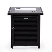 Walbrooke Outdoor Patio Square Fire Pit and Tank Holder with Slats Design - Elax Furniture