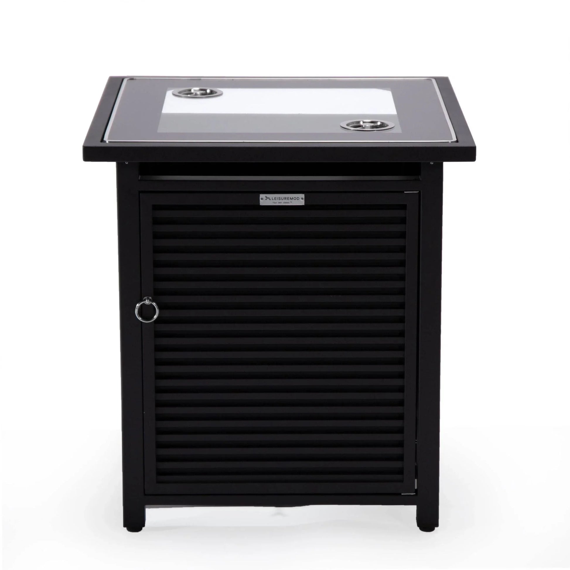 Walbrooke Outdoor Patio Square Fire Pit and Tank Holder with Slats Design - Elax Furniture