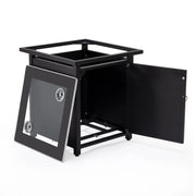 Walbrooke Modern Square Tank Holder Table with Tempered Glass Top and Powder Coated Aluminum Slats - Elax Furniture