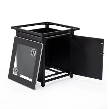 Walbrooke Outdoor Patio Square Fire Pit and Tank Holder with Slats Design - Elax Furniture