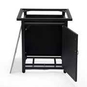 Walbrooke Modern Square Tank Holder Table with Tempered Glass Top and Powder Coated Aluminum Slats - Elax Furniture