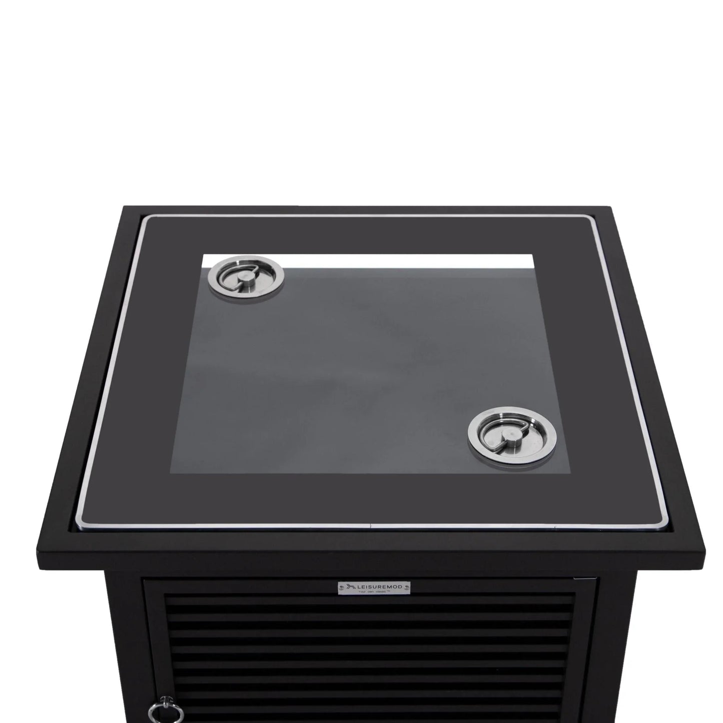 Walbrooke Modern Square Tank Holder Table with Tempered Glass Top and Powder Coated Aluminum Slats - Elax Furniture