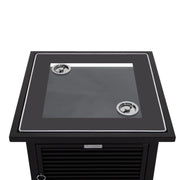 Walbrooke Modern Square Tank Holder Table with Tempered Glass Top and Powder Coated Aluminum Slats - Elax Furniture