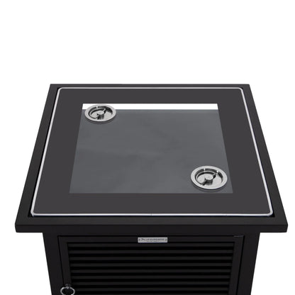 Walbrooke Modern Square Tank Holder Table with Tempered Glass Top and Powder Coated Aluminum Slats - Elax Furniture