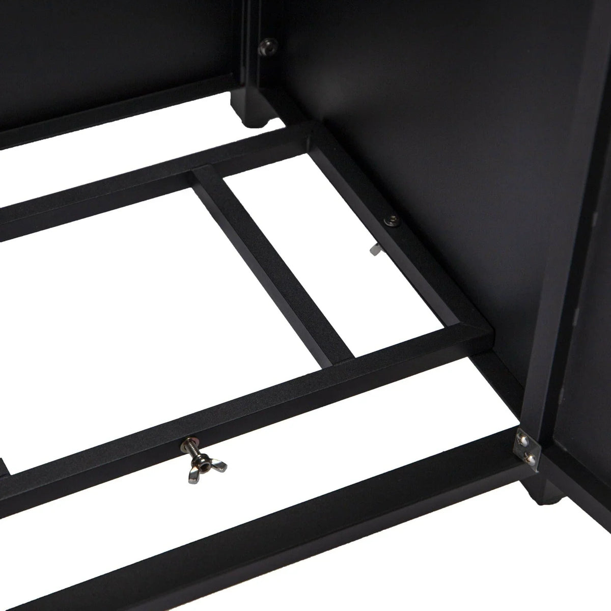 Walbrooke Modern Square Tank Holder Table with Tempered Glass Top and Powder Coated Aluminum Slats - Elax Furniture
