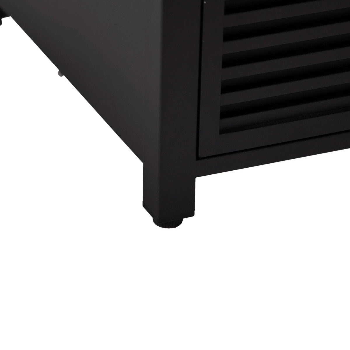 Walbrooke Modern Square Tank Holder Table with Tempered Glass Top and Powder Coated Aluminum Slats - Elax Furniture