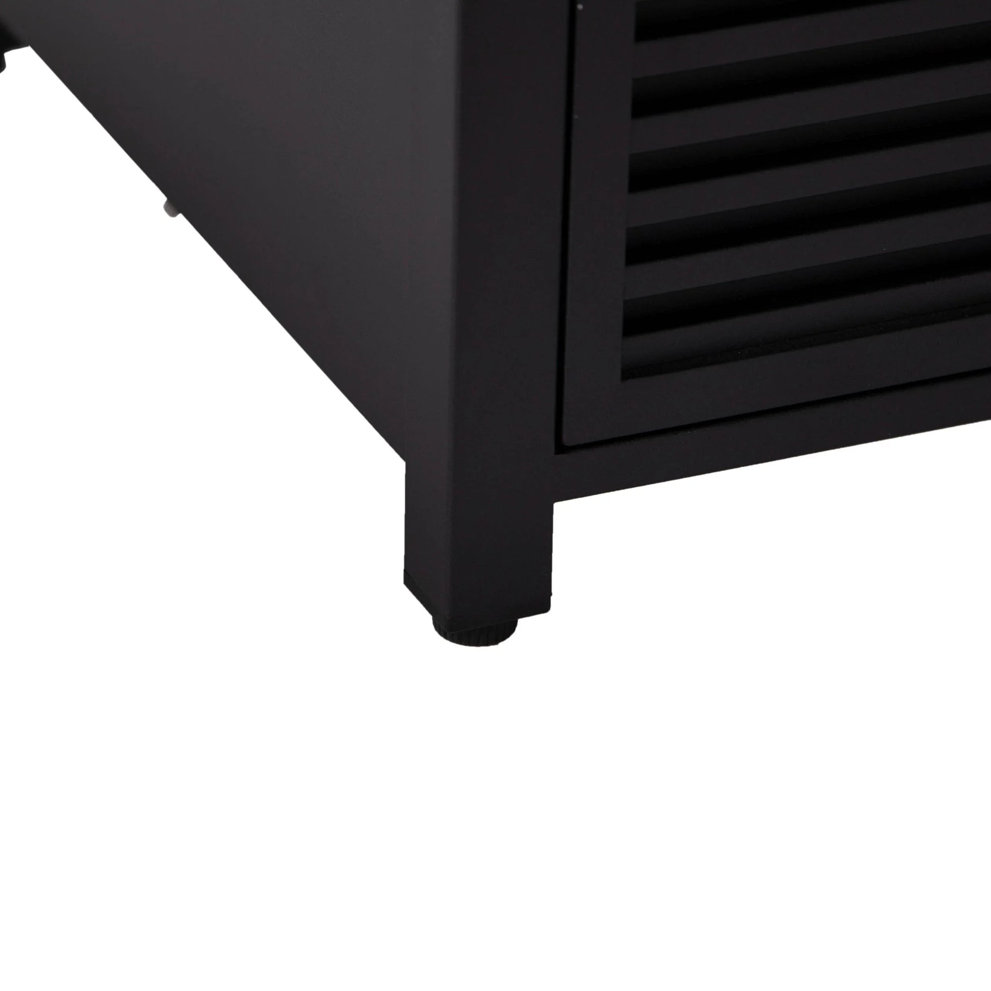 Walbrooke Modern Square Tank Holder Table with Tempered Glass Top and Powder Coated Aluminum Slats - Elax Furniture