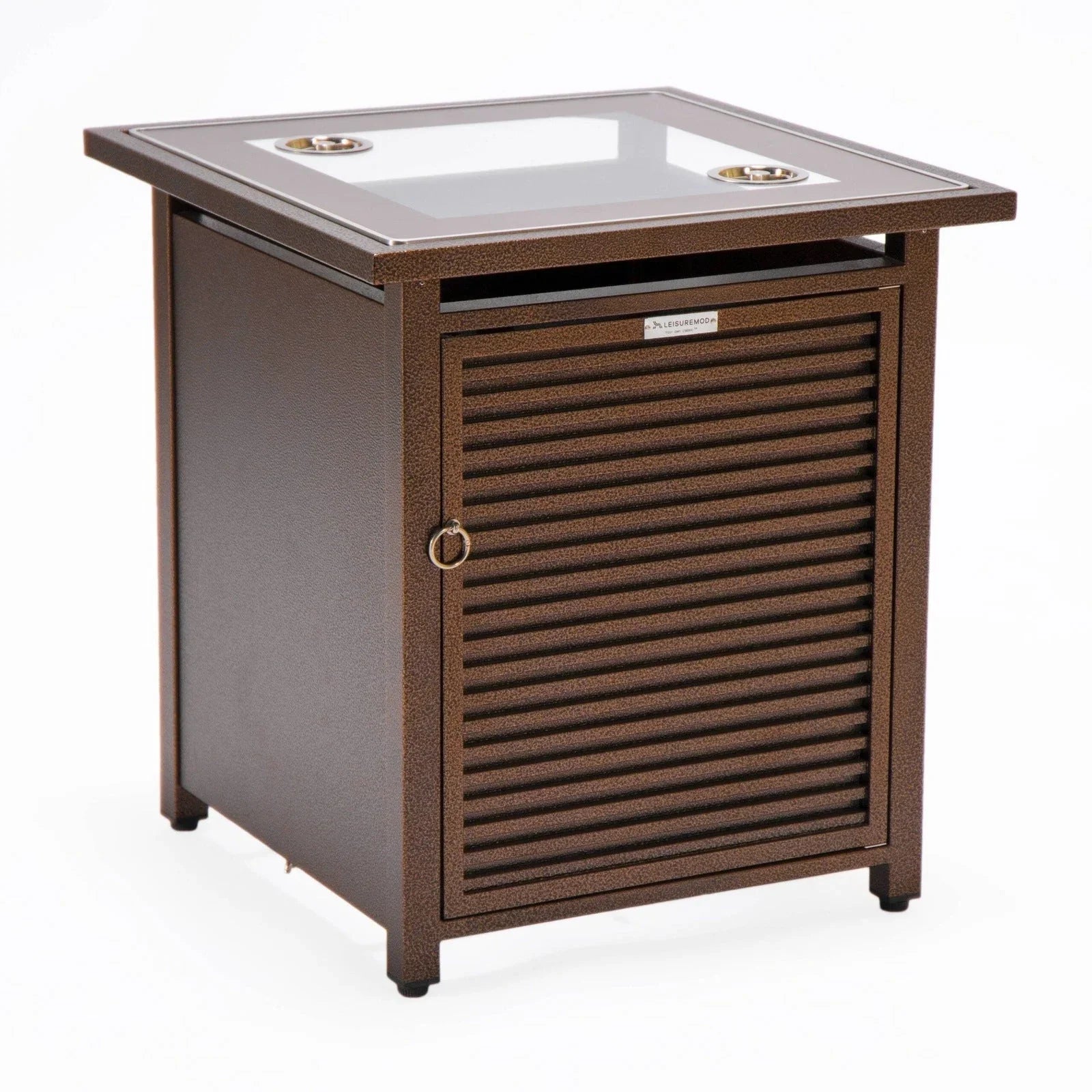 Walbrooke Modern Square Tank Holder Table with Tempered Glass Top and Powder Coated Aluminum Slats - Elax Furniture