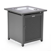 Walbrooke Modern Square Tank Holder Table with Tempered Glass Top and Powder Coated Aluminum Slats - Elax Furniture