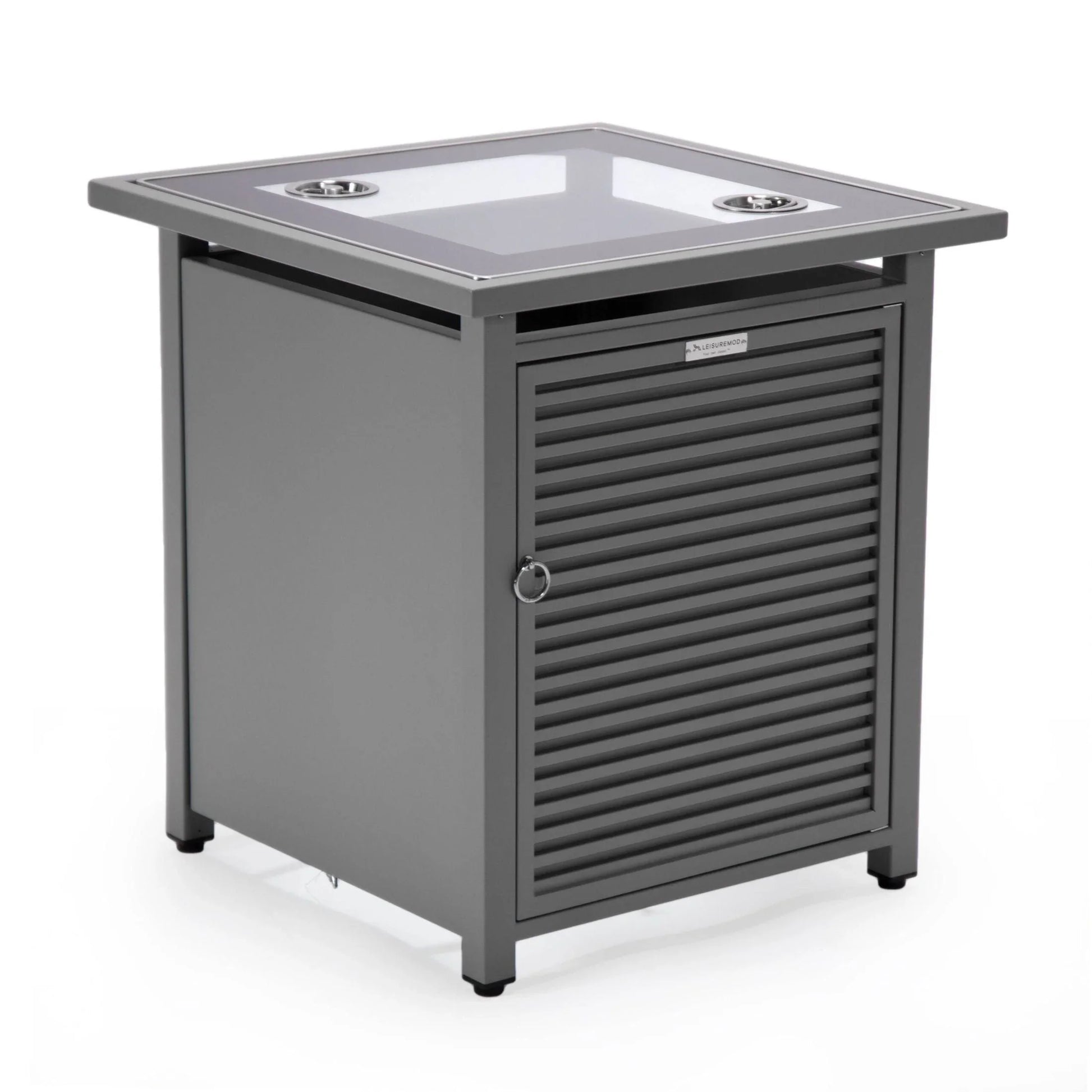 Walbrooke Modern Square Tank Holder Table with Tempered Glass Top and Powder Coated Aluminum Slats - Elax Furniture