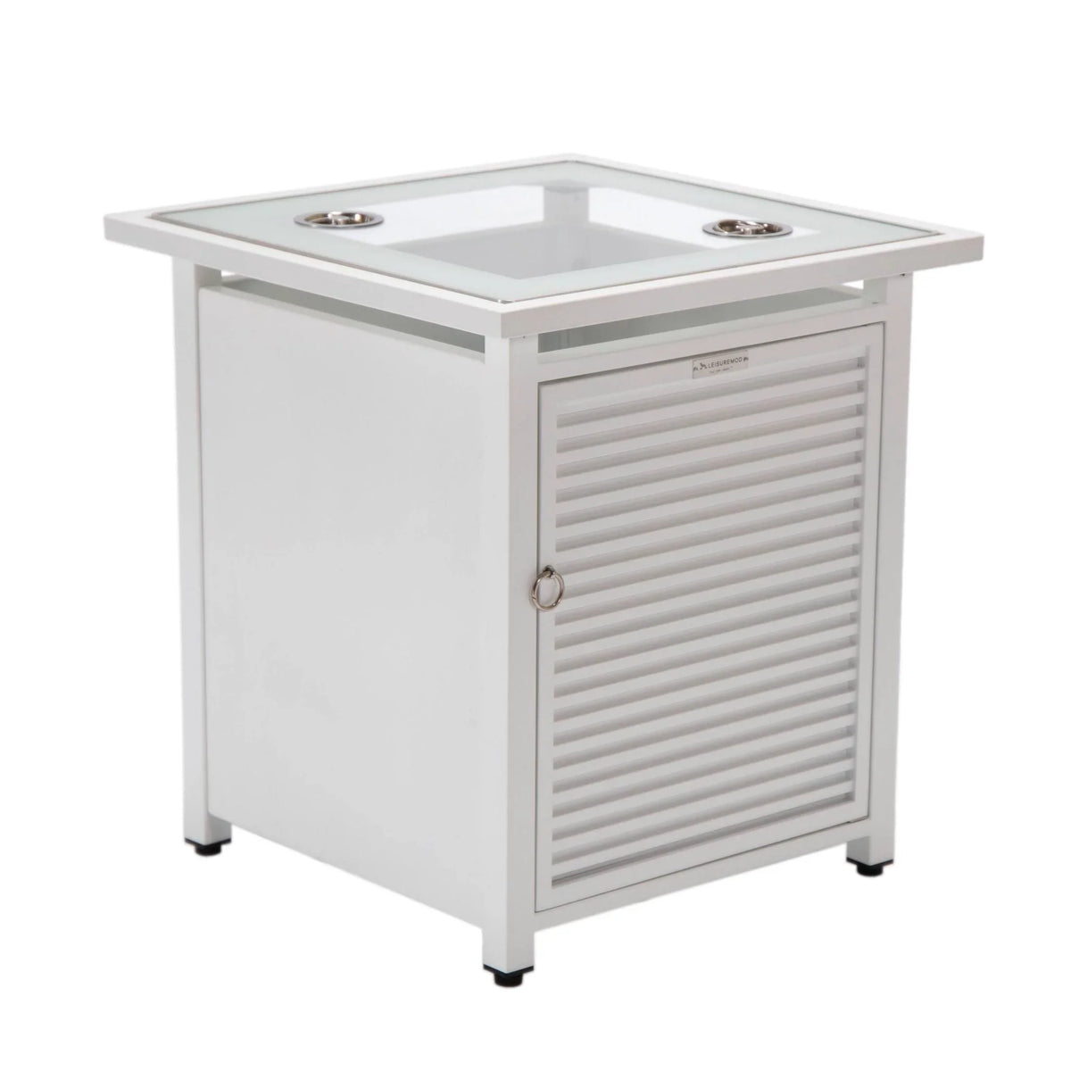 Walbrooke Modern Square Tank Holder Table with Tempered Glass Top and Powder Coated Aluminum Slats - Elax Furniture