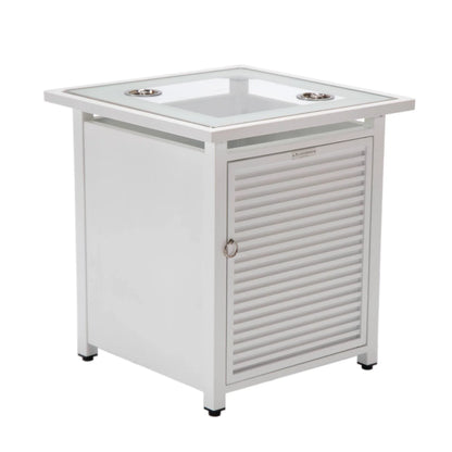 Walbrooke Modern Square Tank Holder Table with Tempered Glass Top and Powder Coated Aluminum Slats - Elax Furniture