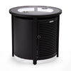 Walbrooke Modern Round Tank Holder Table with Tempered Glass Top and Powder Coated Aluminum Slats Design