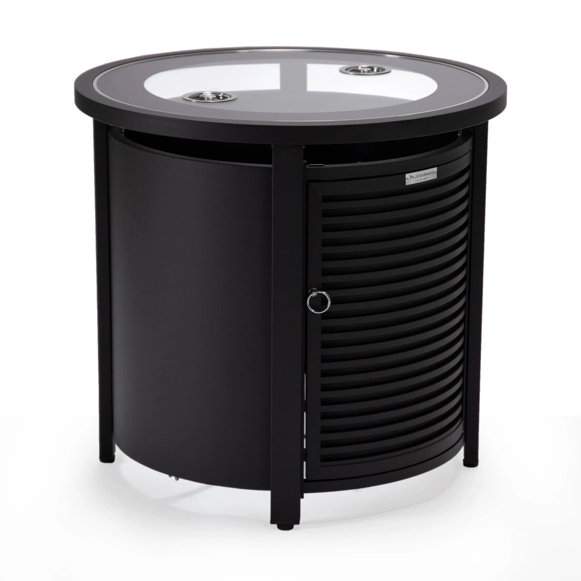 Walbrooke Outdoor Patio Round Fire Pit and Tank Holder with Slats Design - Elax Furniture