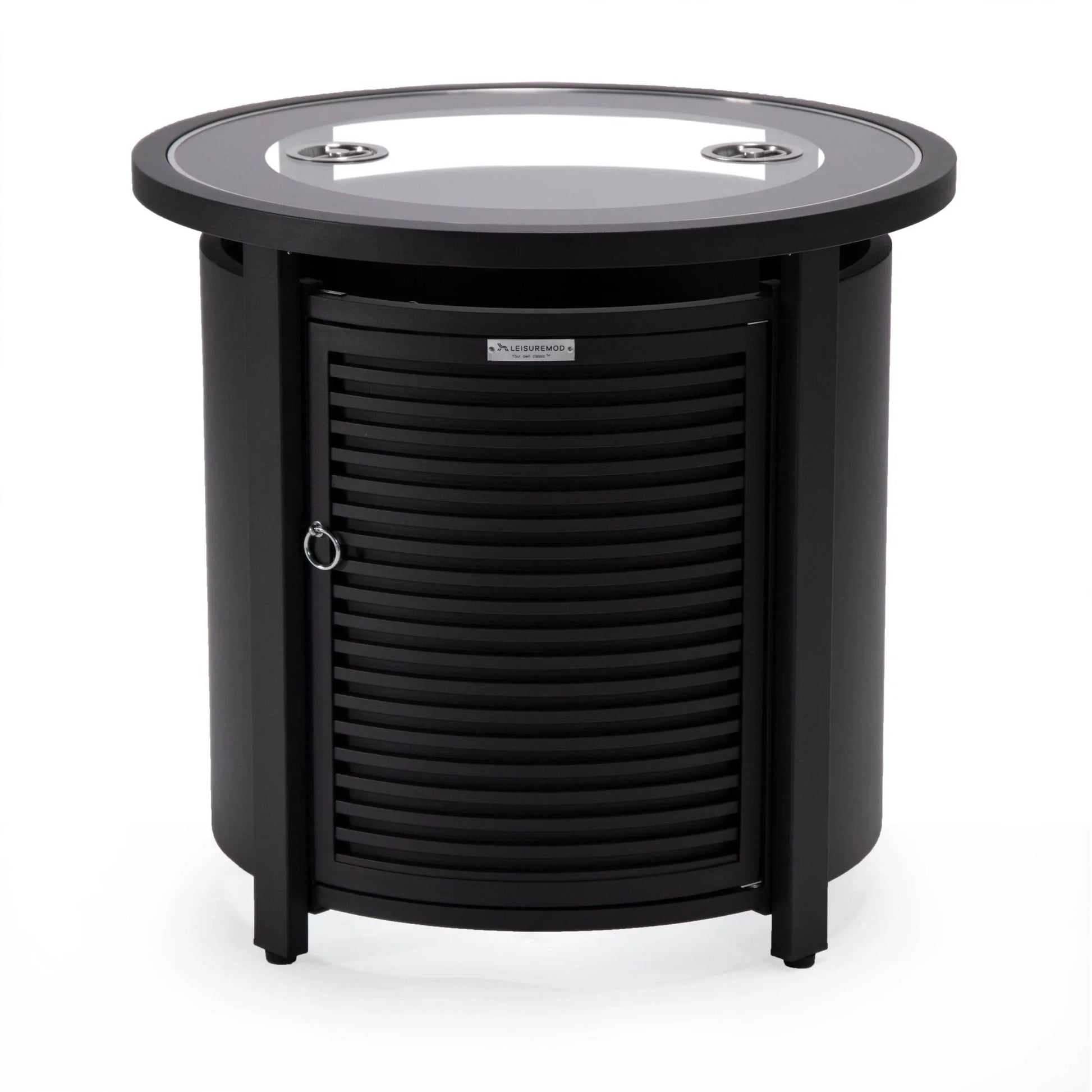 Walbrooke Outdoor Patio Round Fire Pit and Tank Holder with Slats Design - Elax Furniture