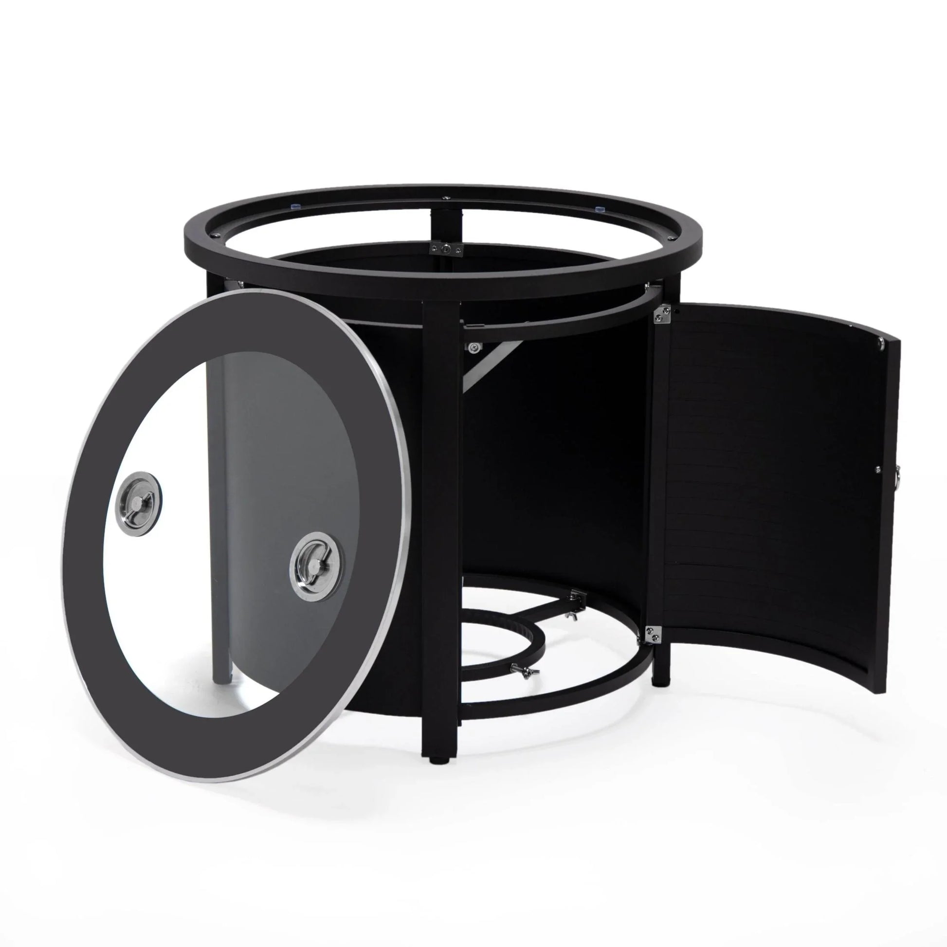 Walbrooke Outdoor Patio Round Fire Pit and Tank Holder with Slats Design - Elax Furniture