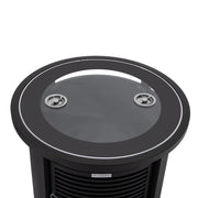 Walbrooke Modern Round Tank Holder Table with Tempered Glass Top and Powder Coated Aluminum Slats Design - Elax Furniture